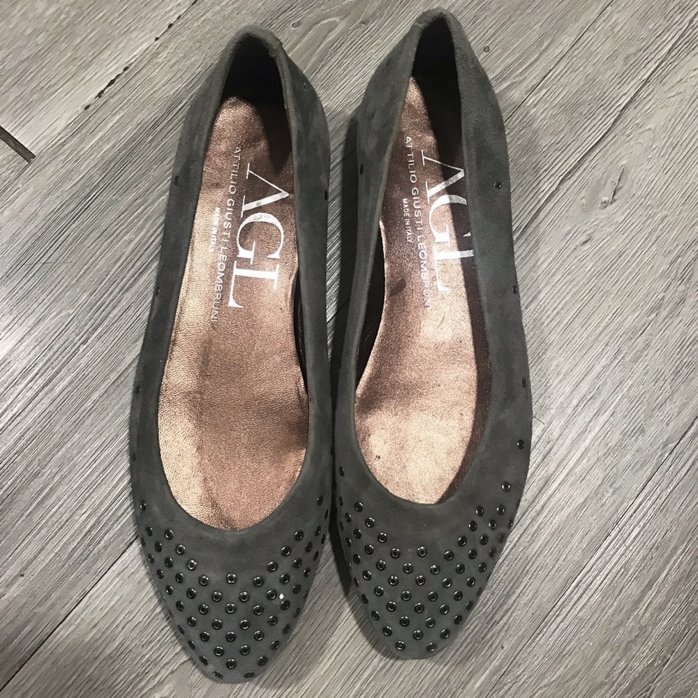 AGL Gray  Suede Studded Ballet‎ Flats size 7